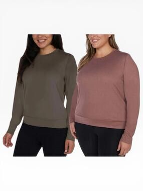 Lukka Lux Women’s Long Sleeve Tee 2-Pack Green Pink L NWT